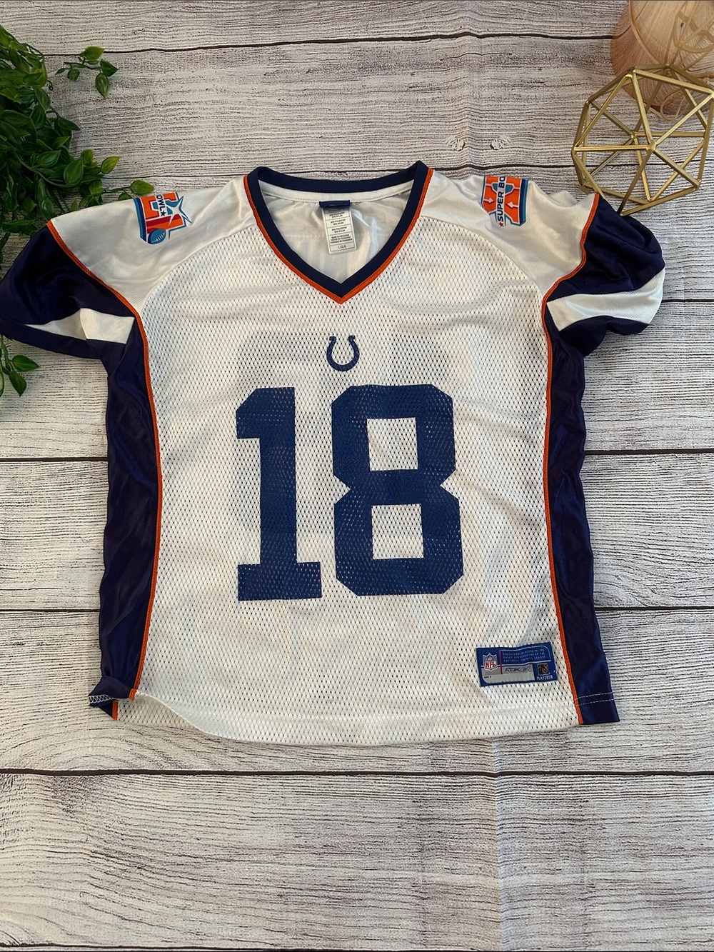 Women’s  White & Navy Colts #18 Football Jersey - Official NFL